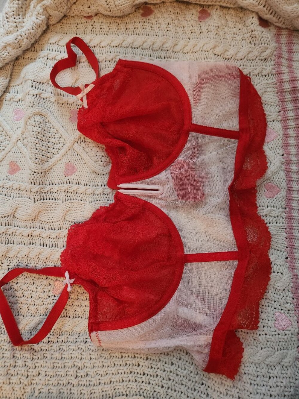 Auden pink and red sheer corset bra